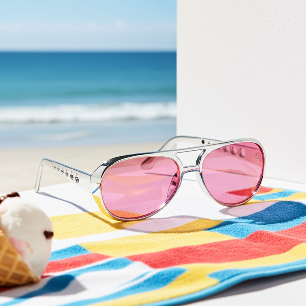 Elvisbriller med rosa glass