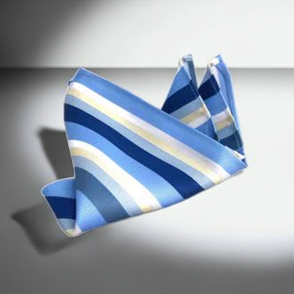 Blå lommetørkle - Stripet