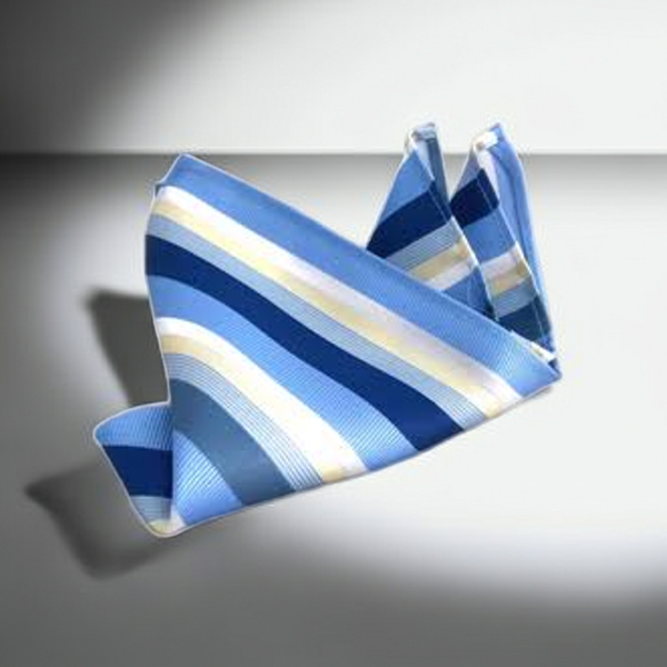 Blå lommetørkle - Stripet