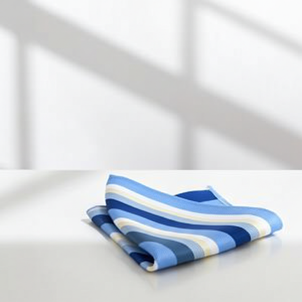 Blå lommetørkle - Stripet