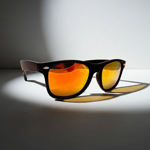 Solbriller med gul/rød glass - Wayfarer