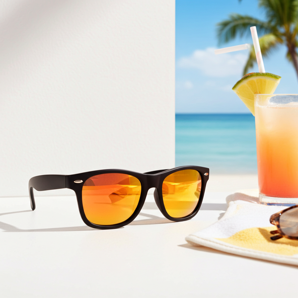 Solbriller med gul/rød glass - Wayfarer