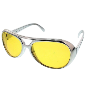 Elvisbriller med gult glass - medium