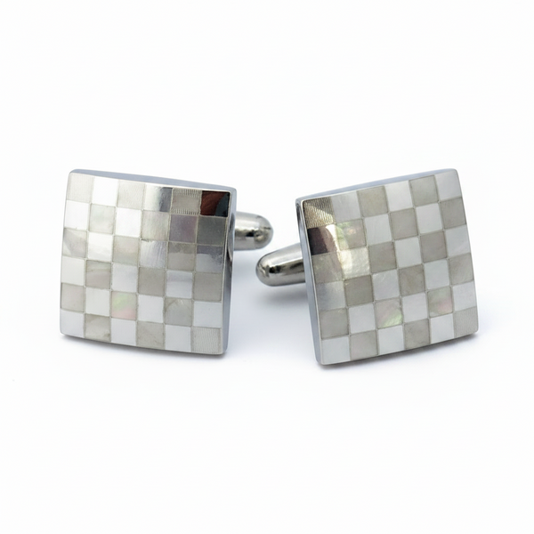 Silver Checkered mansjettknapper – sjakk-inspirert rutemønster til herredress