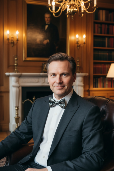 Sort/sølv sløyfe – mann i dress