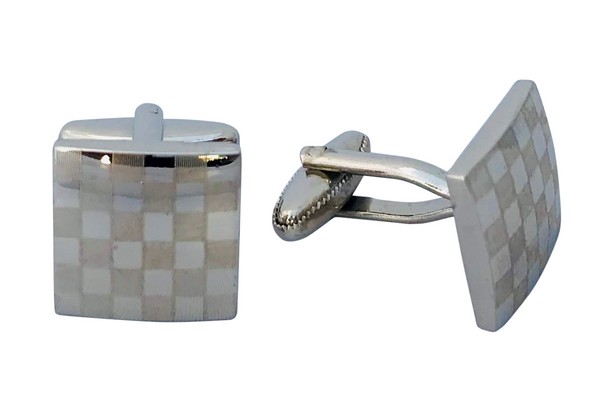 Silver Checkered mansjettknapper - mrkjekk.no
